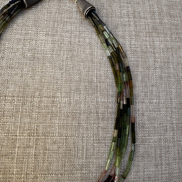 Five Strand Multi Color Tourmaline Gemstone Necklace  18" length - Picture 4 of 8